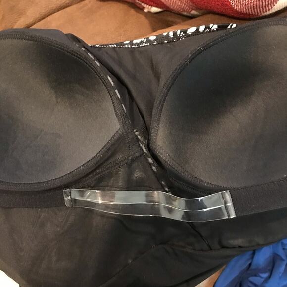 Swimsuits for All Uproar One Shoulder Mesh One Piece Swimsuit Sz 14 Black White - Picture 8 of 9